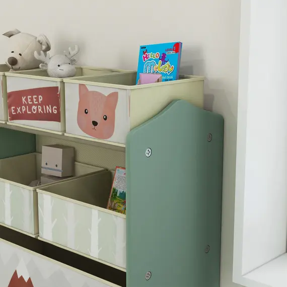 Buy ZONEKIZ Kids Storage Unit, Toy Storage Organiser, with Six Fabric Bins, for Bedrooms, Playrooms, Nurseries - Green, 8 image