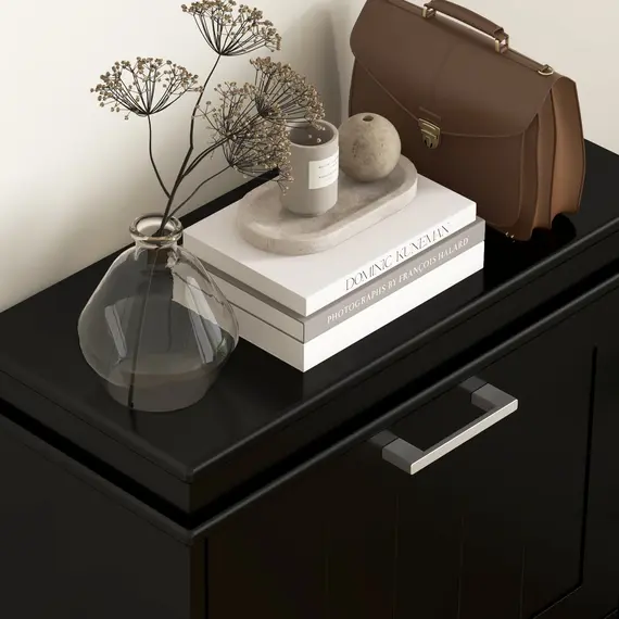 Buy Three-Drawer Minimalistic Shoe Cabinet - Black, 8 image