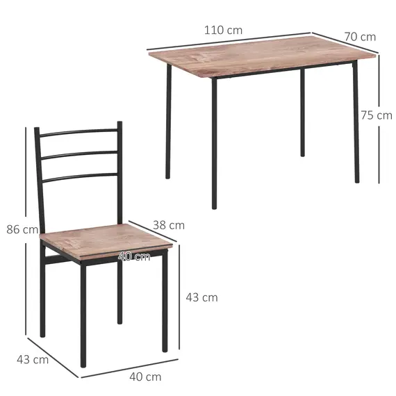 Buy 5 Piece Dining Table and Chairs Set, Dining Room Sets, Steel Frame Space Saving Table and 4 Chairs for Compact Kitchens, Black, 3 image