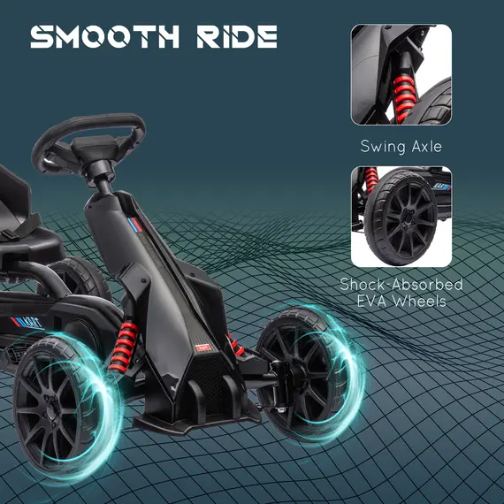 Buy Kids Pedal Go Kart, with Adjustable Seat, EVA Wheels, Seat, Handbrake - Black, 6 image