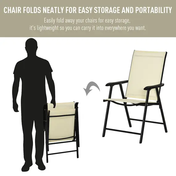 Buy Set of Six Folding Garden Chairs - Beige, 5 image