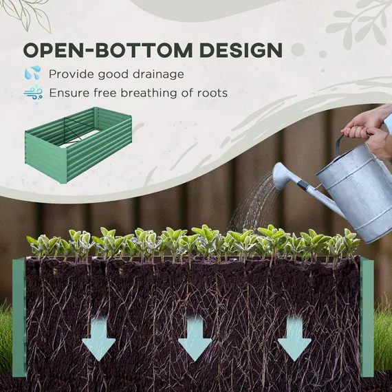 Buy Raised Beds for Garden, Galvanised Steel Outdoor Planters with Multi-reinforced Rods, 180 x 90 x 59 cm, Light Green, 4 image