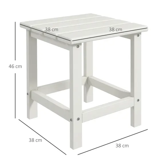 Buy Square Coffee Table, HDPE Tabletop and Frame for Porch, Garden, Side Table, 38 x 38 x 46 cm, White, 3 image