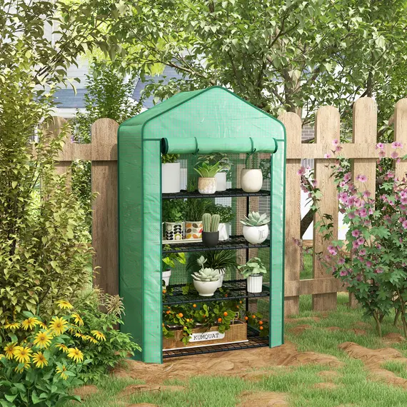 Buy Outsunny Four-Tier Mini Greenhouse, with Reinforced Plastic Cover, 2 image