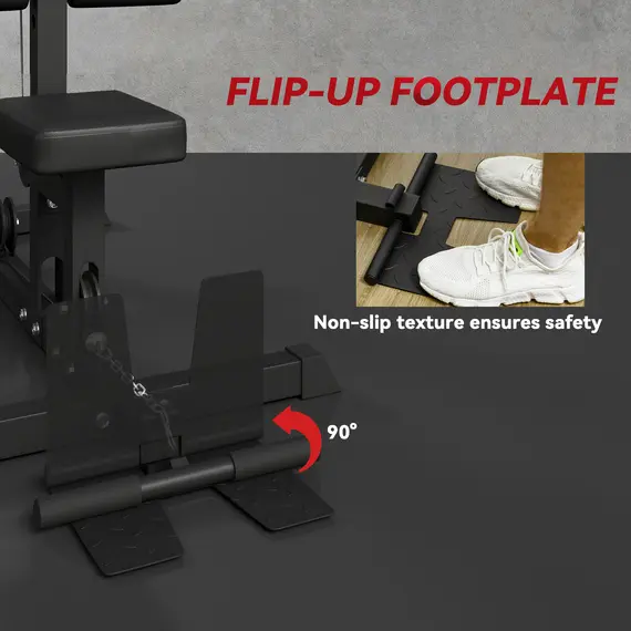 Buy SPORTNOW Pull Up Station, Power Cage with Adjustable Seat, for Home Gym - Black, 7 image