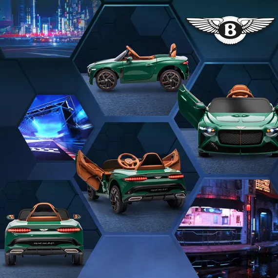 Buy Bentley Bacalar Licensed 12V Kids Electric Car, with Remote Control, Horn, Lights, Music, Suspension Wheels, Green, 8 image