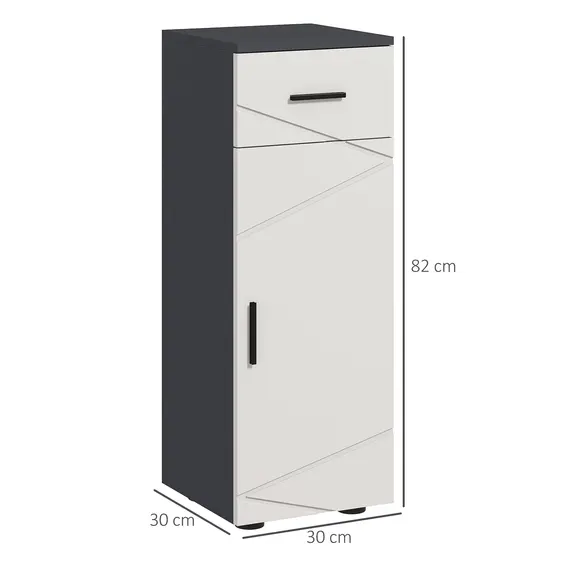 Buy Slim Bathroom Cabinet, Narrow Bathroom Storage Cabinet with Drawer, Door Cupboard, Adjustable Shelf and Soft Close Mechanism, Grey, 3 image