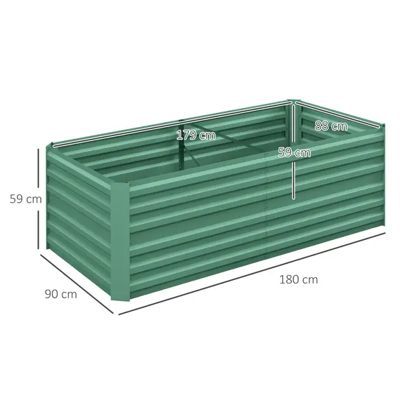 Buy Raised Beds for Garden, Galvanised Steel Outdoor Planters with Multi-reinforced Rods, 180 x 90 x 59 cm, Light Green, 3 image