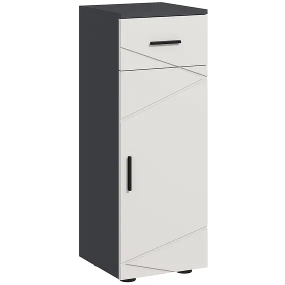Buy Slim Bathroom Cabinet, Narrow Bathroom Storage Cabinet with Drawer, Door Cupboard, Adjustable Shelf and Soft Close Mechanism, Grey