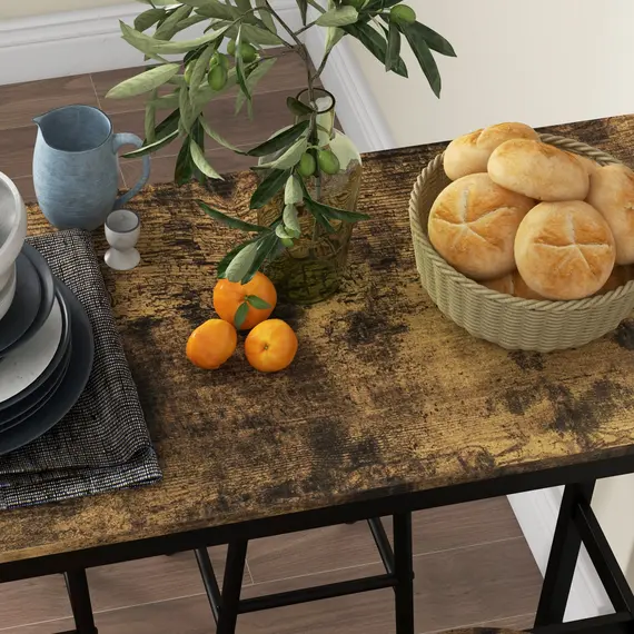 Buy 5 Piece Bar Table Set with 4 Stools, Industrial Bar Table and Stool Set, Dining Table and Chair Set, Rustic Brown, 8 image