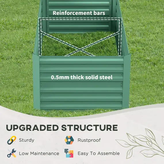 Buy Raised Beds for Garden, Galvanised Steel Outdoor Planters with Multi-reinforced Rods, 180 x 90 x 59 cm, Light Green, 5 image