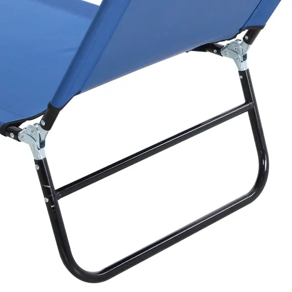 Buy Outsunny 2 Piece Foldable Sun Loungers with 5-Position Adjustable Backrest, Outdoor Portable Recliner Chaise Lounge Chairs with Breathable Mesh Fabric, Blue, 9 image