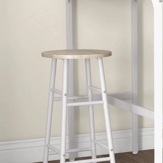 Buy 3 Piece Bar Table Set with 2 Stools, Industrial Bar Table and Stool, Dining Table and Chair, Oak, 8 image