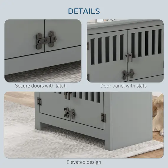 Buy Raised Dog Bowls, Pet Feeding Station, with Storage, Food and Water Bowls, for Large Dogs - Grey, 6 image