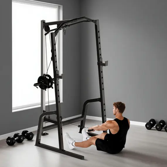 Buy Power Cage Power Rack with 15-Level Squat Rack, Cable Pulley System, Lat Pulldown & Pull Up Bar, 9 image