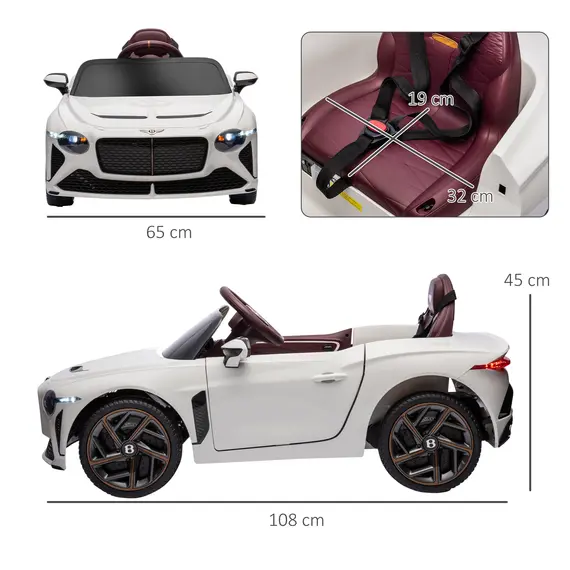 Buy Bentley Bacalar Licensed 12V Kids Electric Car, with Remote Control, White, 3 image