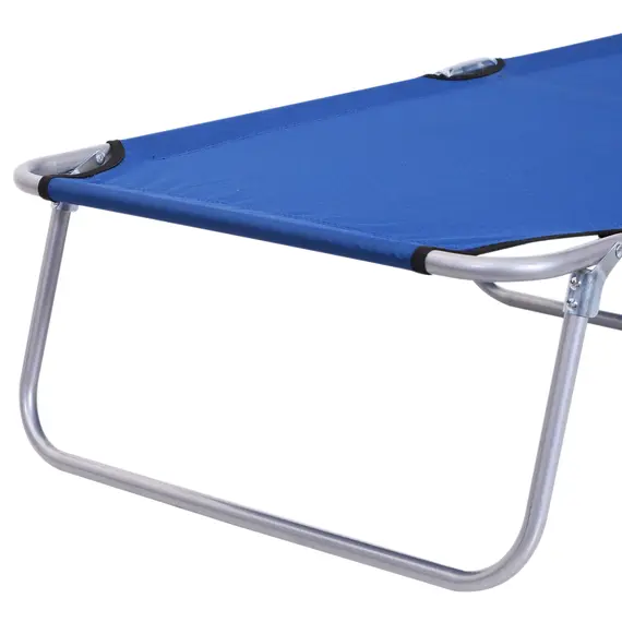 Buy Outsunny 2 Pieces Outdoor Foldable Sun Lounger, 4 Level Adjustable Backrest Reclining Sun Lounger Chair with Angle Adjust Sun Shade Awning for Beach, Garden, Patio, Blue, 9 image