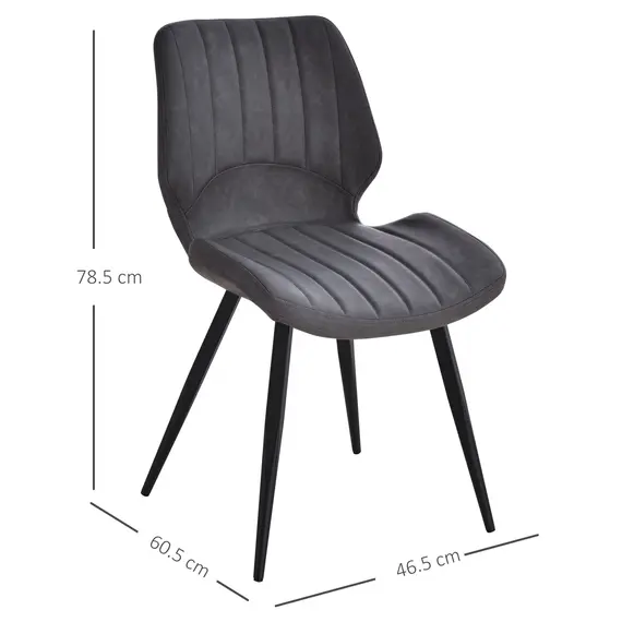 Buy Dining Chairs Set of 2, PU Leather Upholstered Kitchen Chairs with Backs, Moulded Padded Seats and Steel Frame for Dining Room, Grey, 3 image