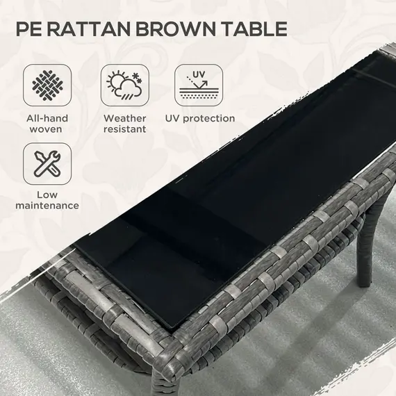 Buy Outsunny Two-tier PE Rattan Square Coffee Table - Grey, 4 image