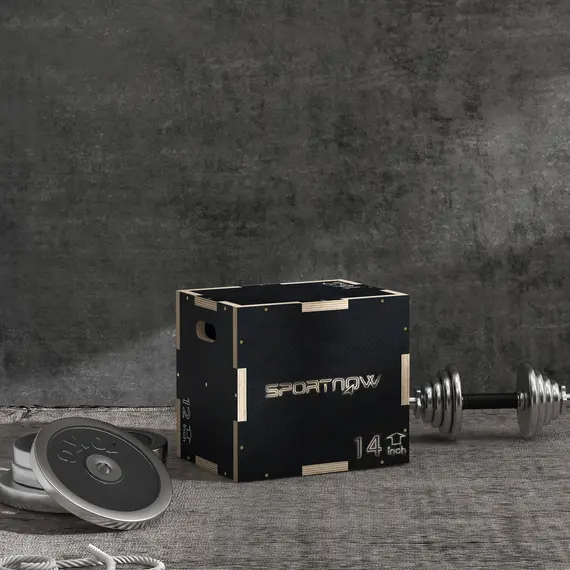 Buy SPORTNOW Multi-Faceted Jump Box, Wooden Step Up Box, for Home, Gym, Exercise, Black, 2 image
