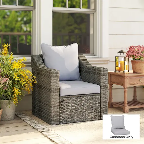 Buy Seat and Back Padded Cushion Set, CUSHION ONLY - Light Grey, 2 image
