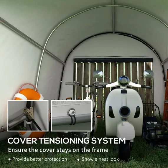 Buy Outsunny 3 x 3(m) Garden Storage Tent, Heavy Duty Outdoor Shed with 2 Doors, Waterproof Portable Shed Storage Shelter with Galvanised Steel Frame for Bike, Motorcycle, Garden Tools, Grey, 7 image