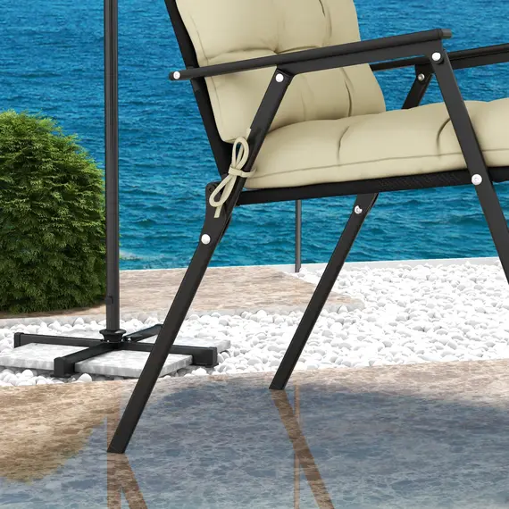 Buy 2-Piece Seat Cushion Replacement with Backrest, Garden Patio Chair Cushions Set with Ties, Beige, 6 image