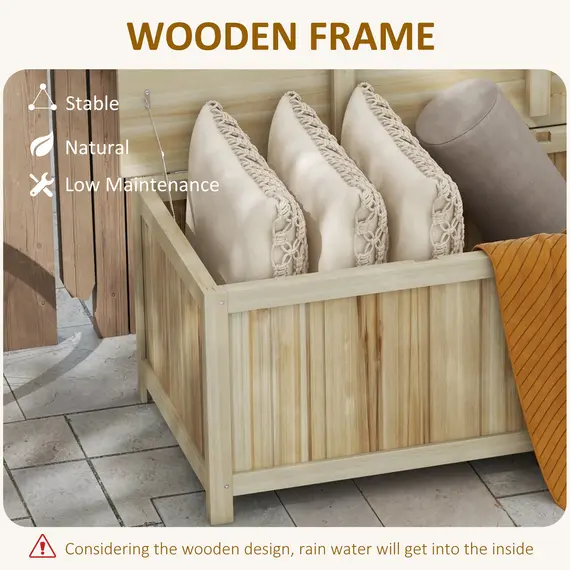 Buy 172 Litre Outdoor Storage Box, Wooden terrace Box Garden Storage Container, Natural, 6 image