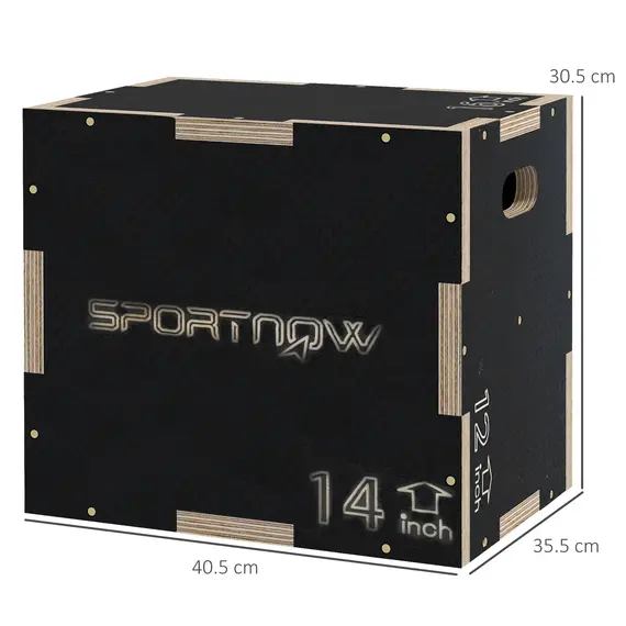 Buy SPORTNOW Multi-Faceted Jump Box, Wooden Step Up Box, for Home, Gym, Exercise, Black, 3 image