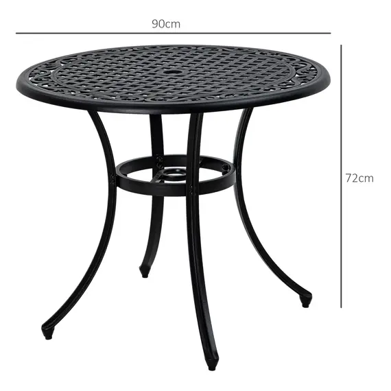 Buy Outsunny Φ90cm Four-Seated Round Aluminium Garden Table, with Parasol Hole, 3 image