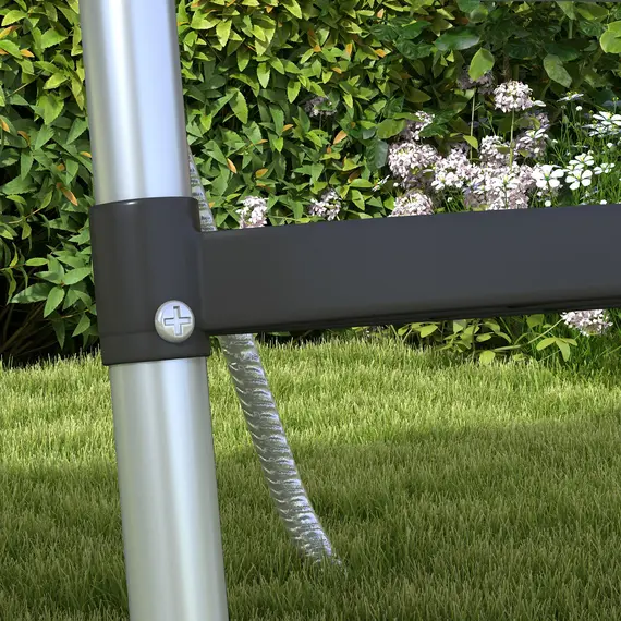 Buy Galvanised Steel Trampoline Ladder, 2 Steps/3 Steps Outdoor Trampoline Accessories for 6ft, 8ft, 10ft, 12ft, 13ft, 14ft, 16ft Trampoline, 110L x 32Wcm, Silver Tone, 8 image
