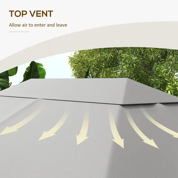 Buy Outsunny 3 x 4m Gazebo Canopy Replacement Cover, Gazebo Roof Replacement (TOP COVER ONLY), Light Grey, 5 image