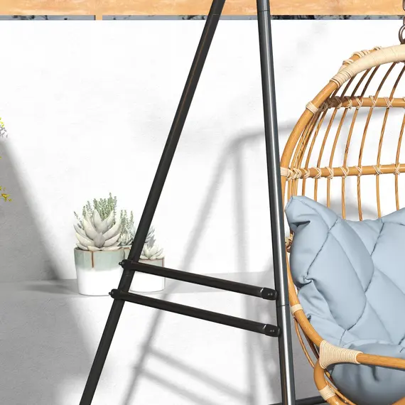 Buy Hammock Chair Stand, Hanging Heavy Duty Metal Frame Hammock Stand for Hanging Hammock Air Porch Swing Chair, Egg Chair, Black, 9 image