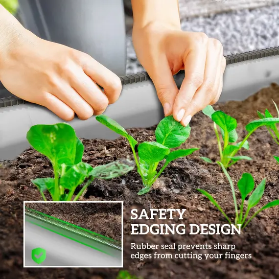 Buy Outsunny Galvanised Raised Garden Bed, Metal Planter Box with Safety Edging, for Flowers, Herbs, Succulents, Silver, 6 image