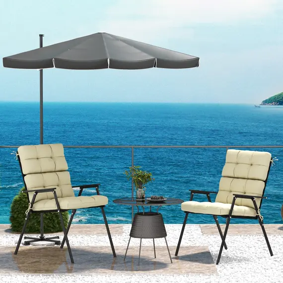 Buy 2-Piece Seat Cushion Replacement with Backrest, Garden Patio Chair Cushions Set with Ties, Beige, 7 image