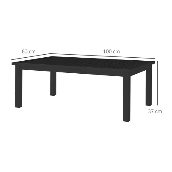 Buy 100cm x 60cm Aluminium Outdoor Coffee Table - Black, 3 image