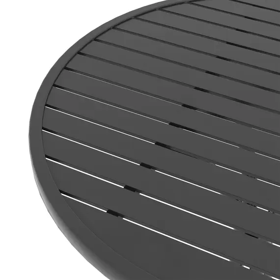 Buy 66cm Patio Table, Round Garden Table, Outdoor Side Table with Steel Frame and Slat Tabletop, Black, 6 image