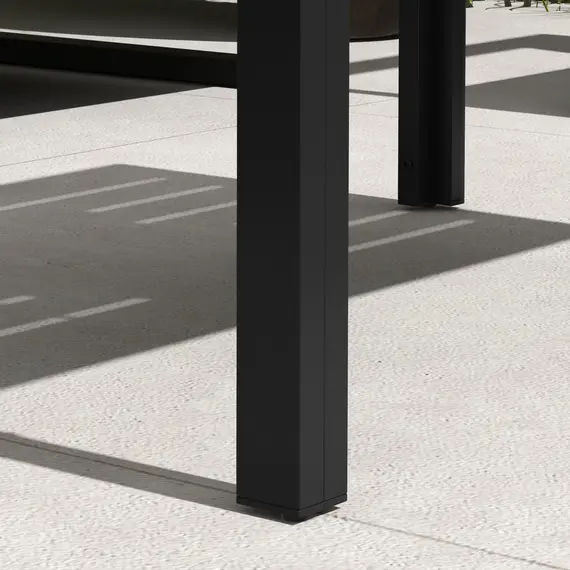 Buy Outdoor Side Table, Rectangular Patio Coffee Side Table with Steel Frame and Slat Tabletop for Garden, Balcony, Black, 9 image