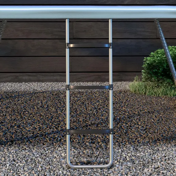 Buy Galvanised Steel Trampoline Ladder, 2 Steps/3 Steps Outdoor Trampoline Accessories for 6ft, 8ft, 10ft, 12ft, 13ft, 14ft, 16ft Trampoline, 110L x 32Wcm, Silver Tone, 7 image