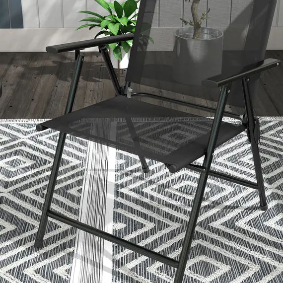 Buy Three-Piece Garden Seat Set, with Glass-Top Table - Black, 8 image