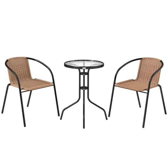 Buy 3 Pieces Rattan Bistro Set - Brown