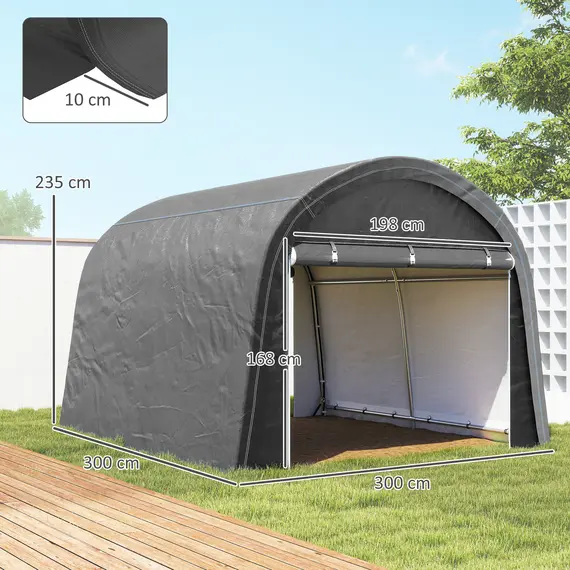 Buy Outsunny 3 x 3(m) Garden Storage Tent, Heavy Duty Outdoor Shed with 2 Doors, Waterproof Portable Shed Storage Shelter with Galvanised Steel Frame for Bike, Motorcycle, Garden Tools, Grey, 3 image