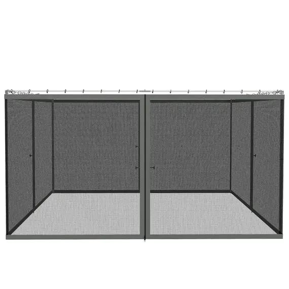 Buy Outsunny 352 x 207cm Universal Replacement Mesh Sidewall Netting for Patio Gazebos and Canopy Tents, (Sidewall Only) Dark Grey, 8 image