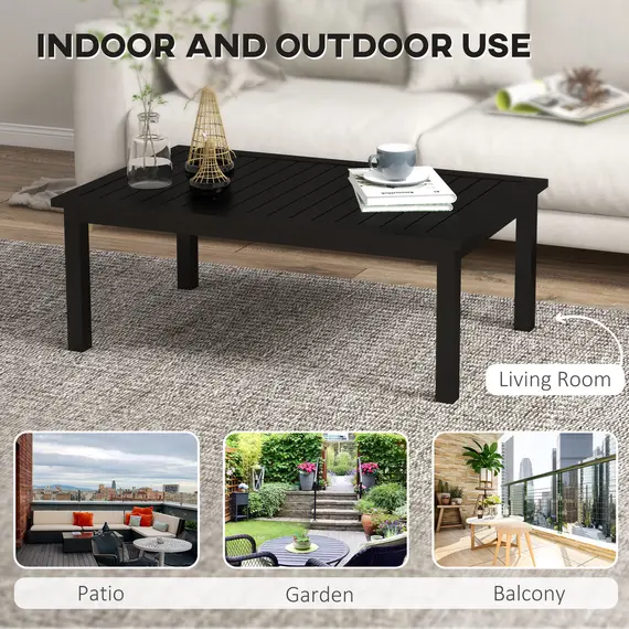 Buy 100cm x 60cm Aluminium Outdoor Coffee Table - Black, 5 image