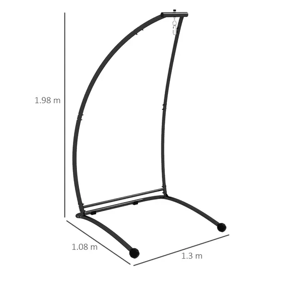 Buy Hammock Chair Stand, C Shape Hanging Heavy Duty Metal Frame Hammock Stand for Hanging Hammock Air Porch Swing Chair, Indoor & Outdoor Use, Black, 3 image
