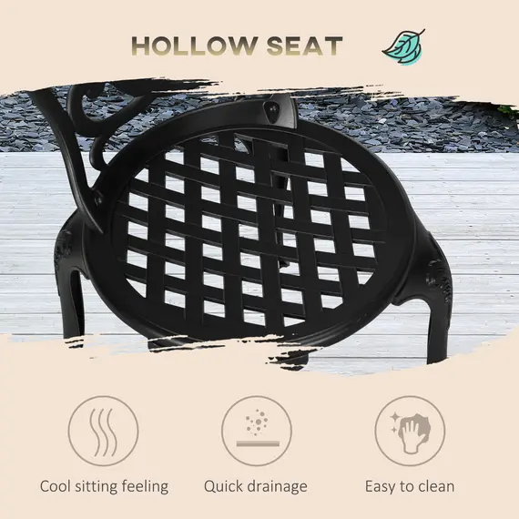 Buy 3 Piece Garden Bistro Set, Cast Aluminium Outdoor Furniture Set with Umbrella Hole for Balcony, Porch, Patio, Black, 6 image