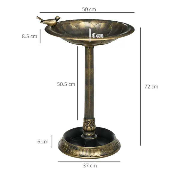 Buy 72cm Tall Antique Bird Bath for Garden, Vintage Style Birdbath with Bird Decoration and Flower Planter Base, Bird Bath Bowl for Outdoor, Bronze Tone, 3 image