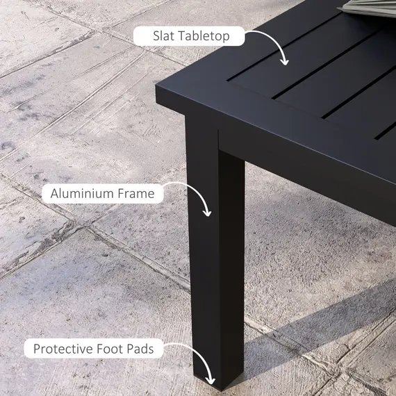 Buy 100cm x 60cm Aluminium Outdoor Coffee Table - Black, 4 image