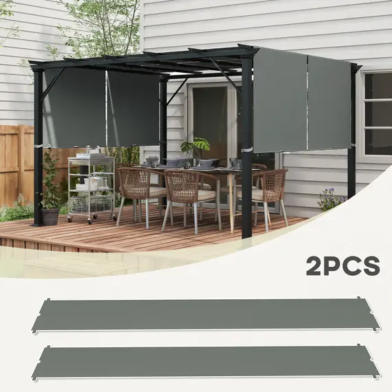 Buy 2 Pcs UV Protection Pergola Replacement Canopy, Pergola Shade Cover, Easy to Install, for 3 x 3(m) Pergola, Dark Grey, 4 image