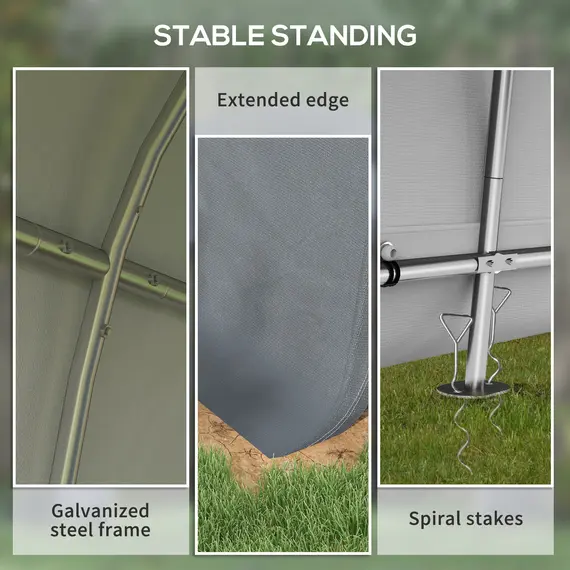 Buy Outsunny 3 x 3(m) Garden Storage Tent, Heavy Duty Outdoor Shed with 2 Doors, Waterproof Portable Shed Storage Shelter with Galvanised Steel Frame for Bike, Motorcycle, Garden Tools, Grey, 5 image